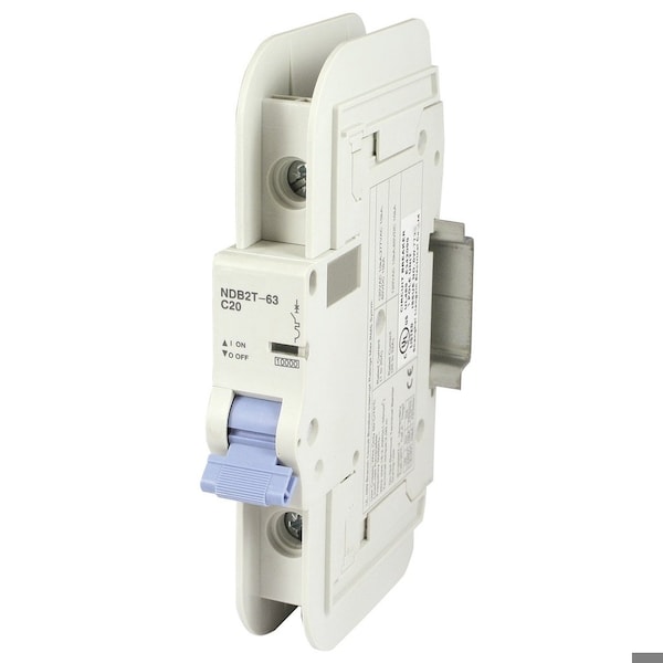 Automation Systems Interconnect 20 Amp 1 Pole Circuit Breaker, 240 VAC, 60 VDC, DIN Rail Mounted, Long Trip Curve, 10 kA, UL489 - NDB2T-63D20-1L