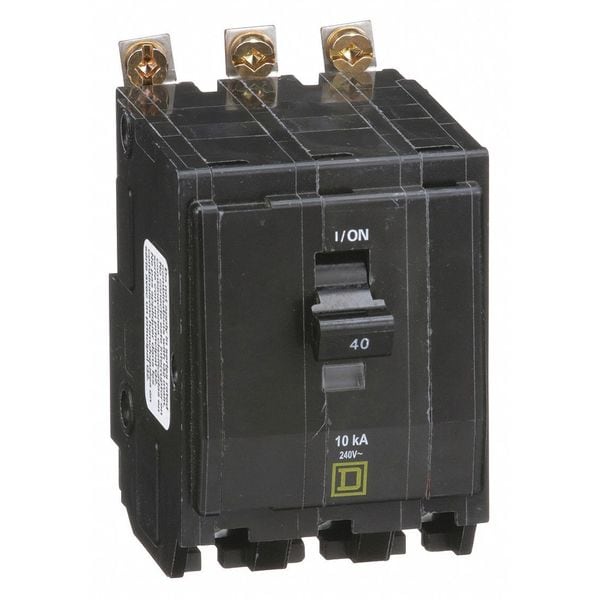Square D Miniature Circuit Breaker, QOB Series, 40A, 3 Pole, 120/240V AC, 10kA at 120/240V AC - QOB340
