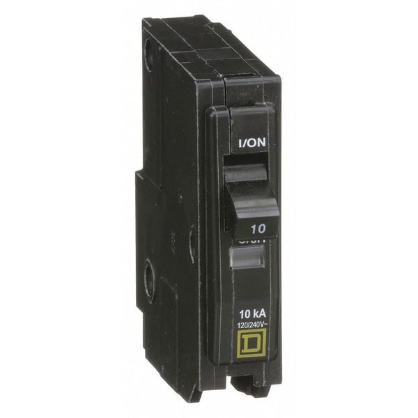Square D Miniature Circuit Breaker, QO Series, 10A, 1 Pole, 120/240V AC, 10kA at 120/240V AC - QO110
