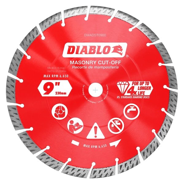 9" Discos de Corte de Diamante Segmentados Turbo para Albañilería - DMADST0900
