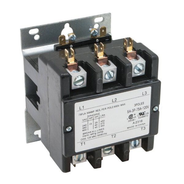 Connecticut Electric Circuit Breaker, Definite Purpose Contactor Series, 75A, 3 Pole, 240V AC - BEBDP3P75A240V