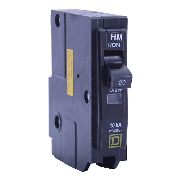 Square D Miniature Circuit Breaker, QO Series, 20A, 1 Pole, 120/240V AC, 10kA at 120/240V AC - QO1205264