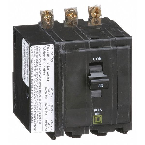 Square D Miniature Circuit Breaker, QOB Series, 30A, 3 Pole, 120/240V AC, 10kA at 120/240V AC - QOB3301021
