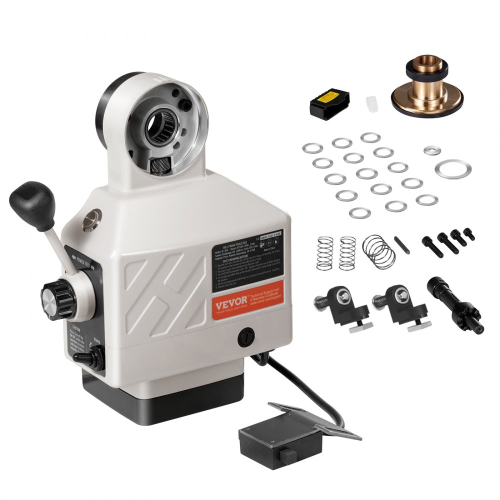 VEVOR Z-Axis Power Feed for Milling Machine, 450 in-lb Torque, 0-200RPM Adjustable Rotate Speed 120V Power Table Feed Mill Feeder, for Bridgeport Some Knee Type Mills with a 5/8" End Shaft Diameter - 110VZDQ200PR1UNQCV1