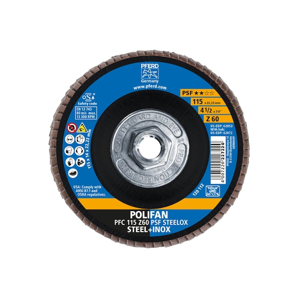 Disco de láminas POLIFAN® Z PSF STEELOX, óxido de circonio, 60 Granos, Cónico - 62072