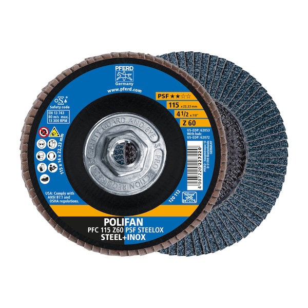 Disco de láminas POLIFAN® Z PSF STEELOX, óxido de circonio, 60 Granos, Cónico - 62072