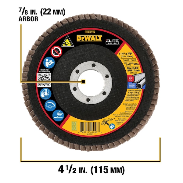 Disco de láminas Dewalt de 4-1/2" x 7/8" 80G T29 XP CER FLAP DISC - DWA8282