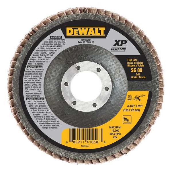 Disco de láminas Dewalt de 4-1/2" x 7/8" 80G T29 XP CER FLAP DISC - DWA8282