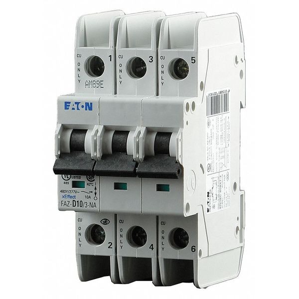 Eaton IEC Miniature Circuit Breaker, FAZ-NA Series, 20A, 3 Pole, 277/480V AC, 14kA at 277/480V AC - FAZ-D20/3-NA