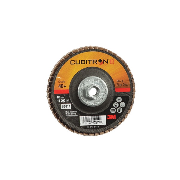 Disco de aletas Cubitron de 3M, tela, 4 pulgadas de diámetro, 40 granos - 7010327056.