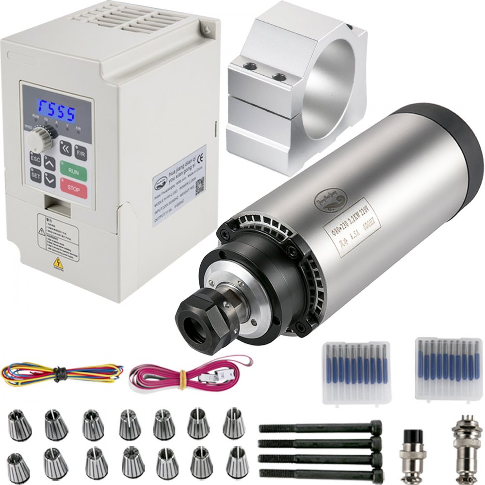 VEVOR CNC Spindle Motor Kits Air Cooled Spindle Motor 220V VFD 2.2KW Clamp 80 mm - FLDJ2.2KW220VTZA1V6