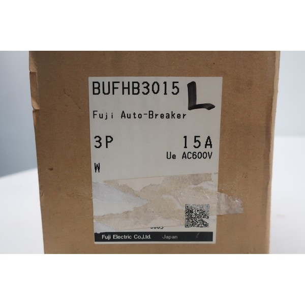 Fuji Molded Case Circuit Breaker, 15A, 3 Pole, 600V AC - BU-FHB3015