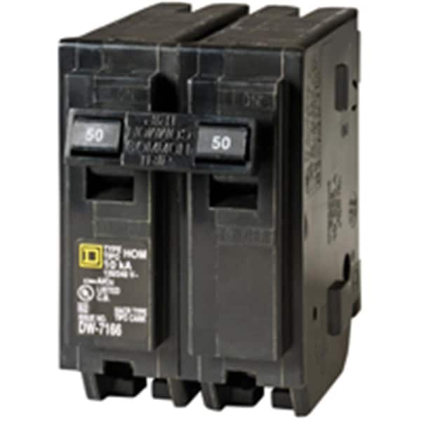 Square D Circuit Breaker, HOM Series, 50A, 2 Pole, 120/240V AC, 10kA - SQ386552