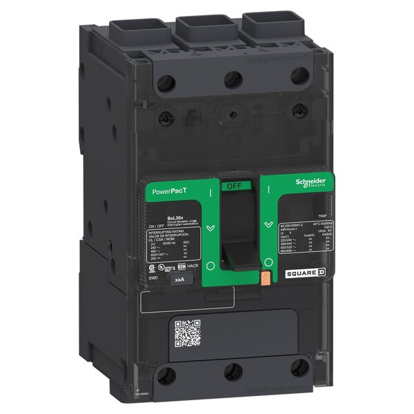 Schneider Electric Molded Case Circuit Breaker, BDF Series, 30A, 3 Pole, 347/600V AC, 25kA at 240V AC, B Curve - BDF36030