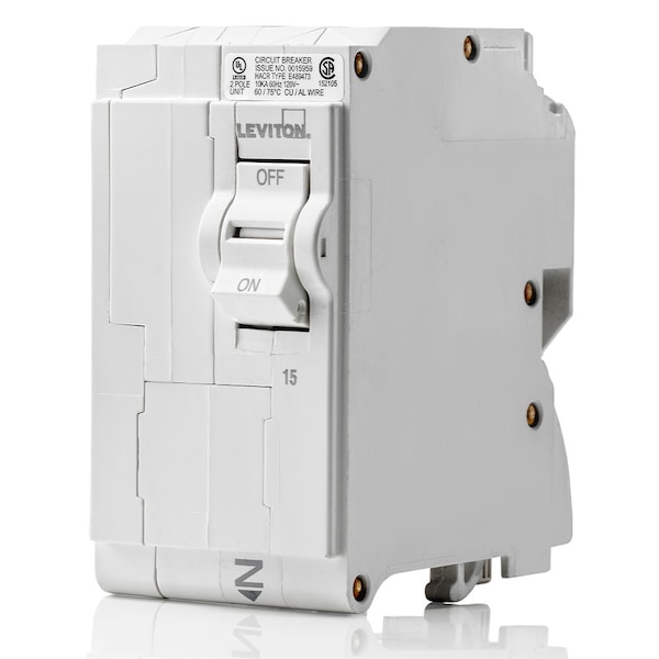 Leviton Circuit Breaker, 15A, 2 Pole, 120/208/120/240V AC - LB215