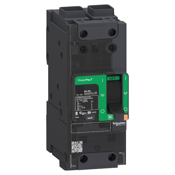 Schneider Electric Molded Case Circuit Breaker, BGA Series, 100A, 2 Pole, 347/600V AC, 65kA at 240V AC, B Curve - BGF26100