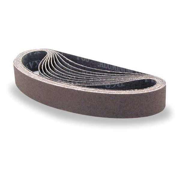 Cinturón de lijado recubierto de abrasivos Arc, 1 1/8 pulgadas de ancho, 21 pulgadas de largo, grano 60, grado medio, óxido de aluminio, AO/X GP, color café - 11-7020805