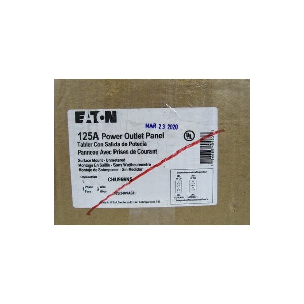 Eaton Power Outlet Panels 125A 240V 50/60Hz 1Ph 3Wire - CHU9N9NS