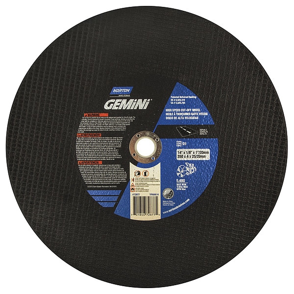 Norton Abrasivos Disco de Corte, Gemini Asfalto, 14"x.125"x20mm - 70184672877