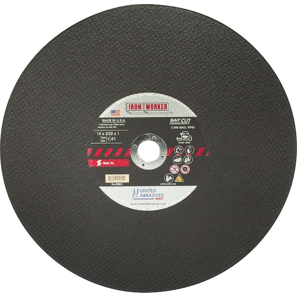 United Abrasives/Sait - Rueda de corte tipo 1 Ironworker de 14" x 3/32" x 1" de óxido de aluminio - 24051