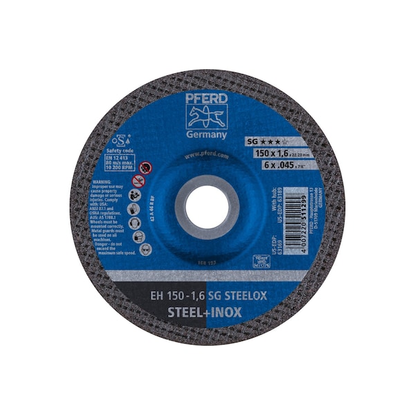 Rueda de corte Pferd de 6" x .045", 7/8" A.H. - SG STEELOX - Tipo 27 - 63169
