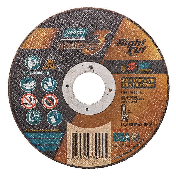 Rueda de corte abrasivo Norton Abrasives, diámetro de 4-1/2" - 66252838455