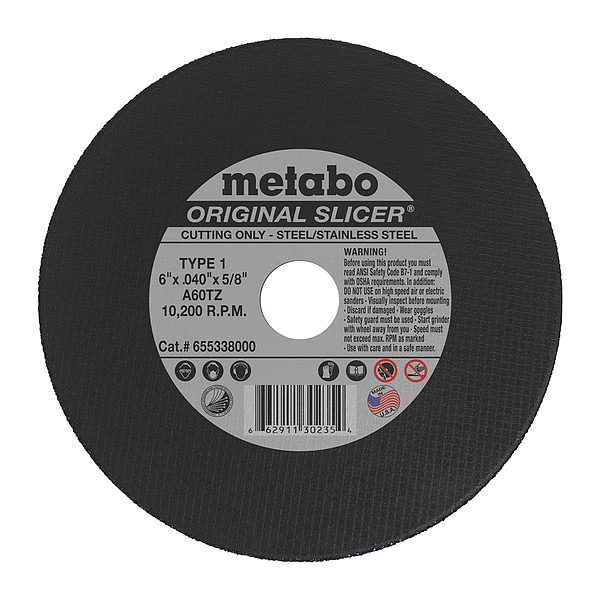 Rueda de corte Metabo, T1, A60TZ, 6"X0.040"X5/8" - 655338000