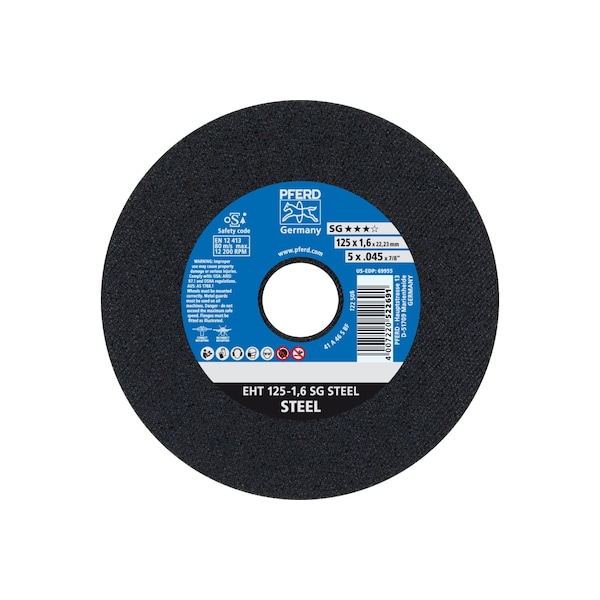 Disco de corte Pferd de 5" x 0.045", 7/8" A.H. - SG STEEL - Tipo 1 - 69955