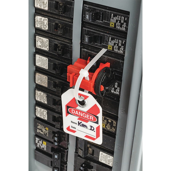 Brady Circuit Breaker Lockout Rail, Circuit Breaker with Standard Nylon Cable Ties, 120/277V AC - 148702