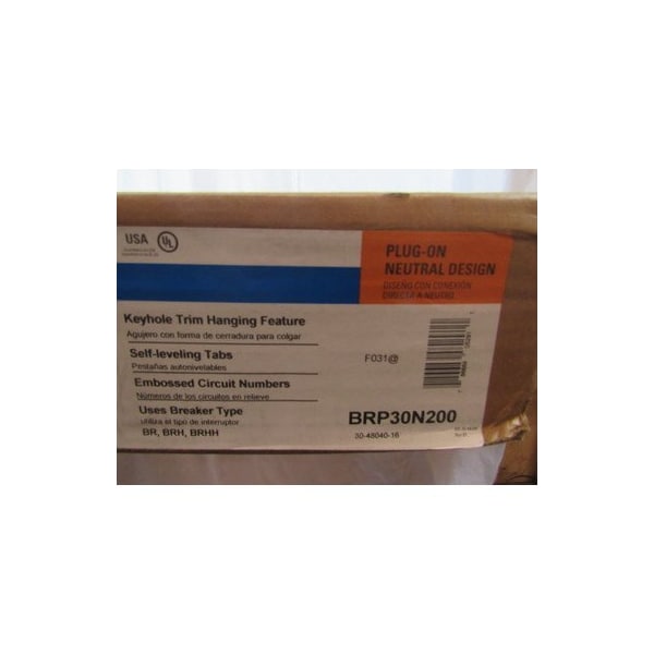 Eaton Loadcenters and Panelboards BR 1P 200A 120V 50/60Hz 1Ph 3Wire 60Cir 30Sp NEMA 1 - BRP30N200