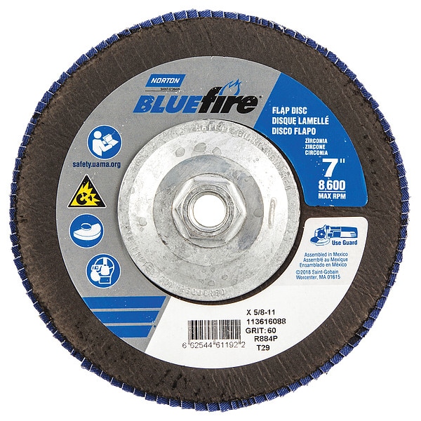 Disco de Aletas Norton Abrasives, 7 pulgadas x 60 granos, 5/8-11 - 66254461192.