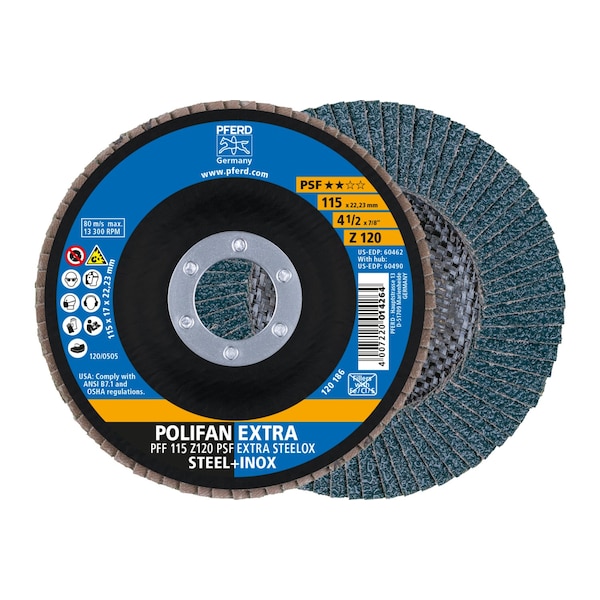 Disco de láminas POLIFAN® extra STEELOX, Zirconia, grano 120, plano - 60462