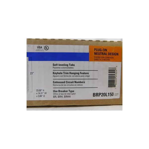 Eaton Loadcenters and Panelboards BR 1P 150A 240V Plug On Neutral - BRP20L150