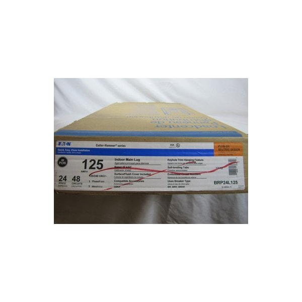 Eaton Loadcenters and Panelboards BR 1P 125A 120V 50/60Hz 1Ph 3Wire 48Cir 24Sp  NEMA 1 - BRP24L125