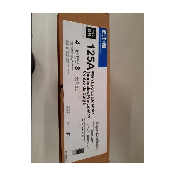 Eaton Loadcenters and Panelboards BR 8P 125A 240V 50/60Hz 1Ph 3Wire 8Cir 4Sp  NEMA 1 - BR48L125FP