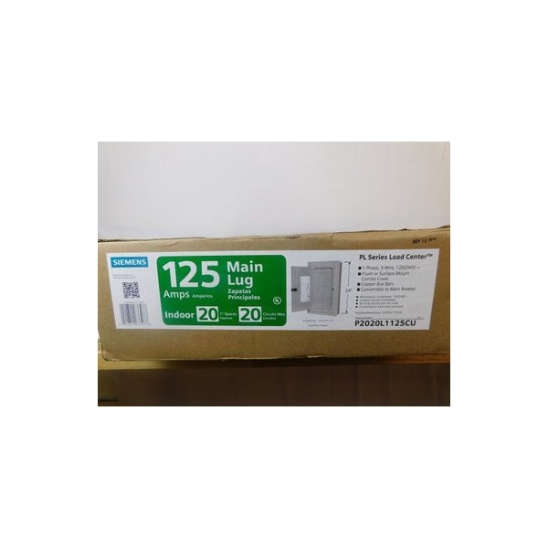 Siemens Loadcenters and Panelboards 125A 240V 50/60Hz 1Ph 3Wire 20Cir 20Sp NEMA 1 - P2020L1125CU