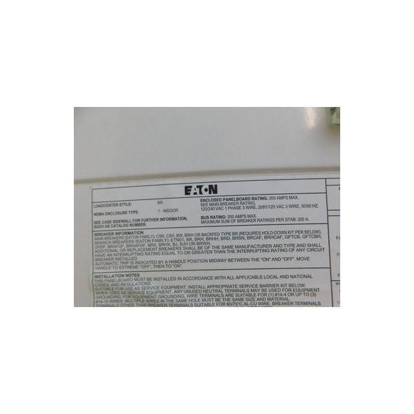 Eaton Loadcenters and Panelboards BR 1P 200A 240V - BRP30L200GW