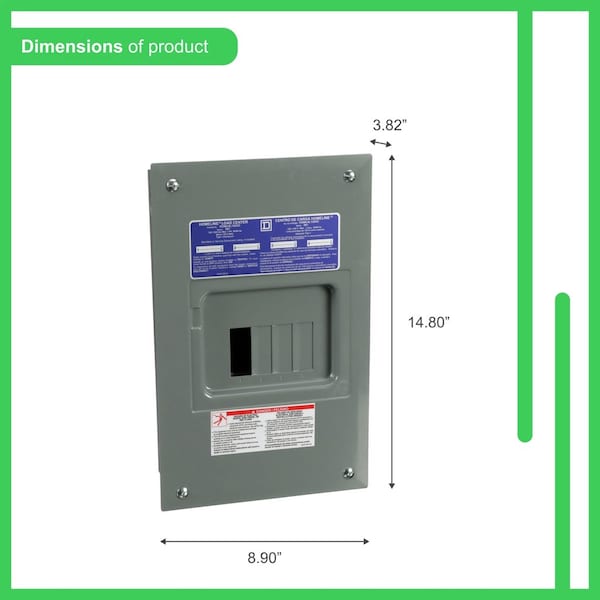 Square D Load Center, 4 Spaces, 125A Amps, 120/240V AC - HOM48L125GC