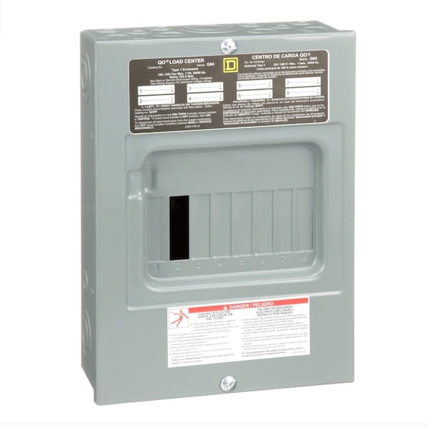 Square D Load Center, QO, 8 Spaces, 100A, 240V, Main Lug, 1 Phase - QO816L100TS