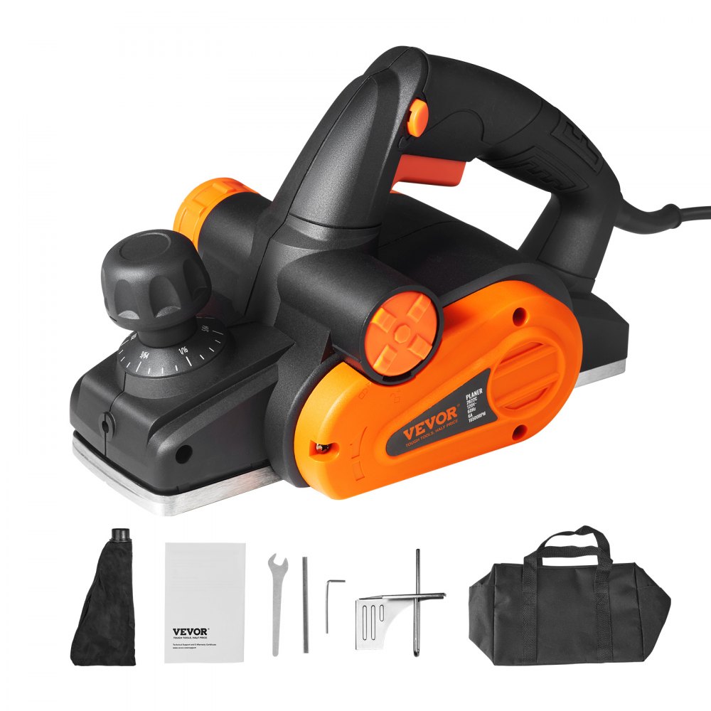 VEVOR Electric Hand Planer, 3-1/4" width Corded Electric Hand Planer, 16500 RPM High-Speed Powerful Electric Handheld Planers for Woodworking, Wood Chamfer DIY, Smooth Finish Carpentry Tool, FCC-SDoC - YXDDSC710W3144JYSV1