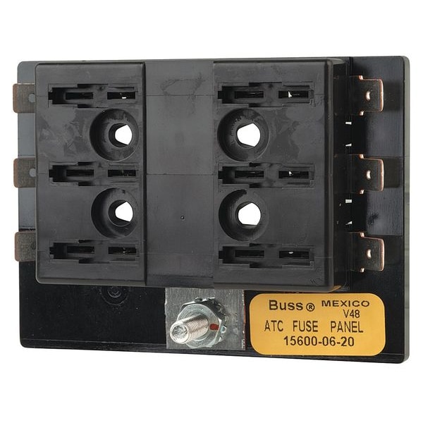 Eaton Bussmann Fuse Panel, 0 to 30A Amp Range, 32V DC Volt Rating, 6 Poles, Quick Connect, Automotive Fuse Type - 15600-06-20