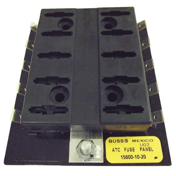 Eaton Bussmann Fuse Panel, 0 to 30A Amp Range, 32V DC Volt Rating, 10 Poles, Quick Connect, Automotive Fuse Type - 15600-10-20
