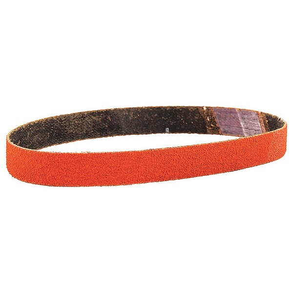 Banda de lija Norton Abrasives, recubierta, 1/2 pulgadas de ancho, 12 pulgadas de largo, 120 grano, medio, cerámica, Blaze R980P, naranja - 66261042909