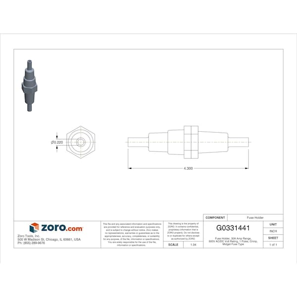 Mersen Fuse Holder, 1 Poles, 0 to 30A Amp Range, 600V AC/DC Volt Rating - FEB-11-11
