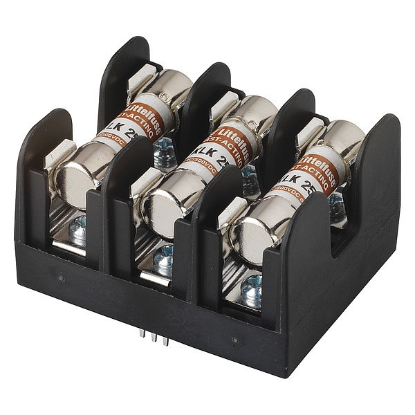 Littelfuse Open Fuse Block, 3 Poles, 0 to 30A Amp Range, 600V AC/DC Volt Rating - L60030M3PQ