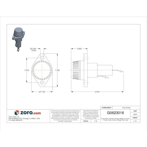 Eaton Bussmann Fuse Holder, 1 Poles, 0 to 30A Amp Range, 600V AC/DC Volt Rating - HPS