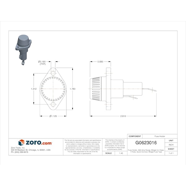 Eaton Bussmann Fuse Holder, 1 Poles, 0 to 30A Amp Range, 600V AC/DC Volt Rating - HPS