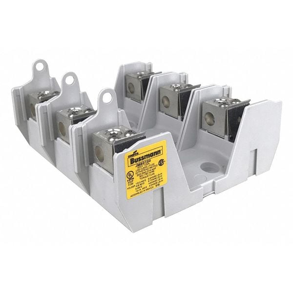 Eaton Bussmann Open Fuse Block, J UL Class, 3 Poles, 70 to 100A Amp Range, 600V AC/DC Volt Rating - JM60100-3CR