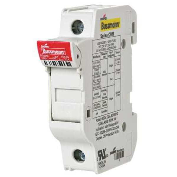 Eaton Bussmann Fuse Holder, 0 to 30A Amp Range, 600V AC/DC Volt Rating, 1 Poles, Clamp/Spade Lug - CHM1DU