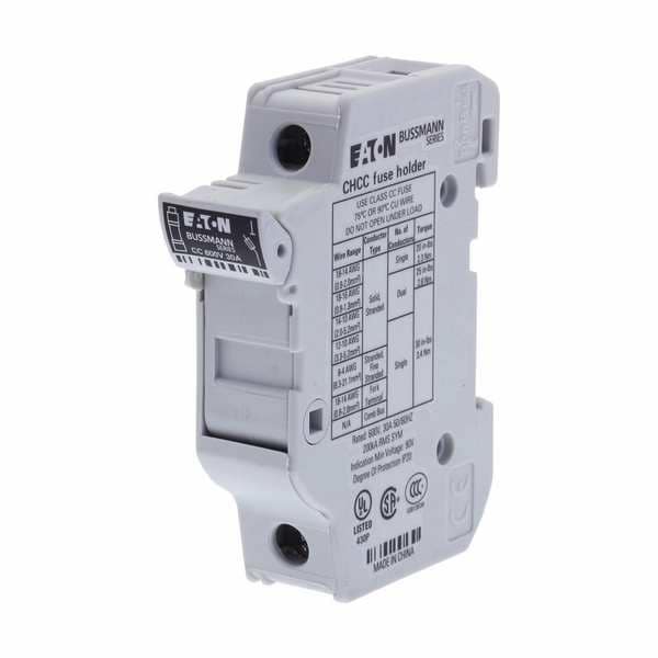 Eaton Bussmann Fuse Holder, 0 to 30A Amp Range, 600V AC/DC Volt Rating, 1 Poles, Clamp/Spade Lug - CHCC1DU